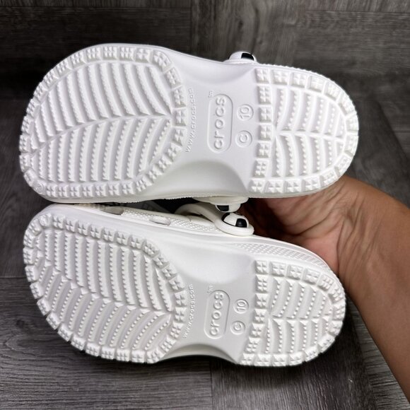 CROCS Classic Kids size 10 White Black Soccer Themed Clogs - Picture 7 of 8